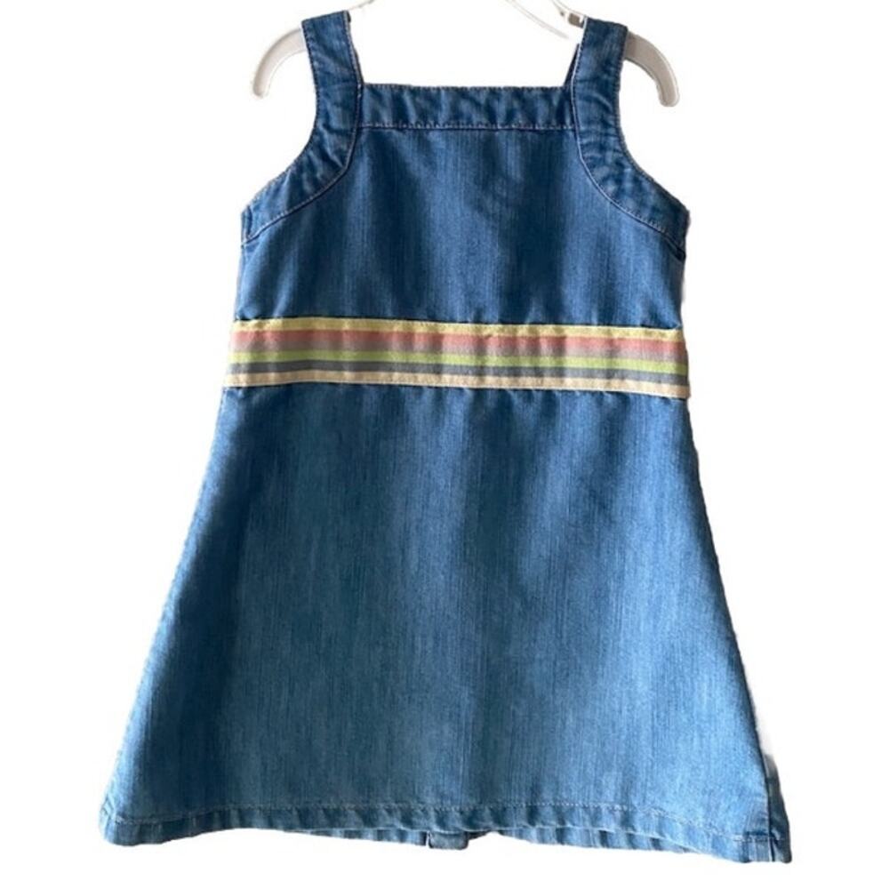 Vintage Old Navy Baby Girl Denim Jean Button Down Jumper Dress- Size 18-24m - Picture 2 of 8